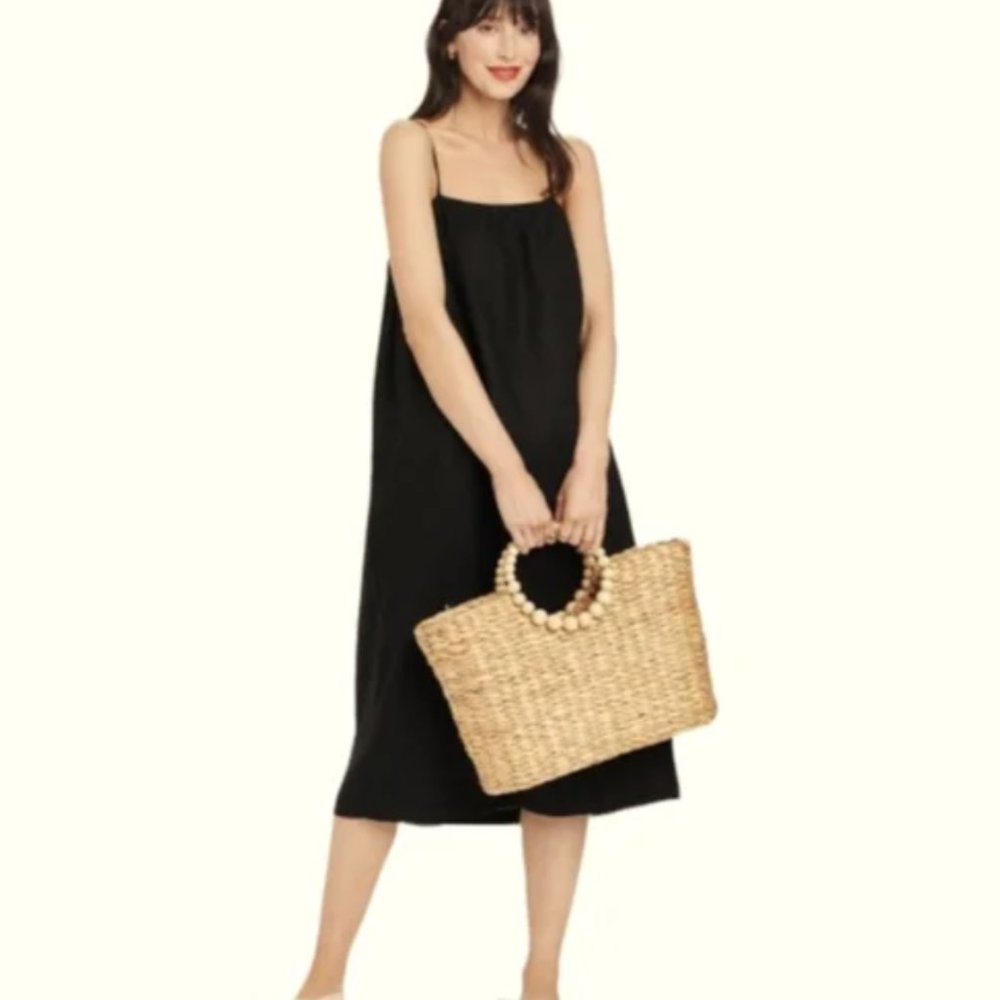 Easy Linen Tank Dress Black Midi Dress